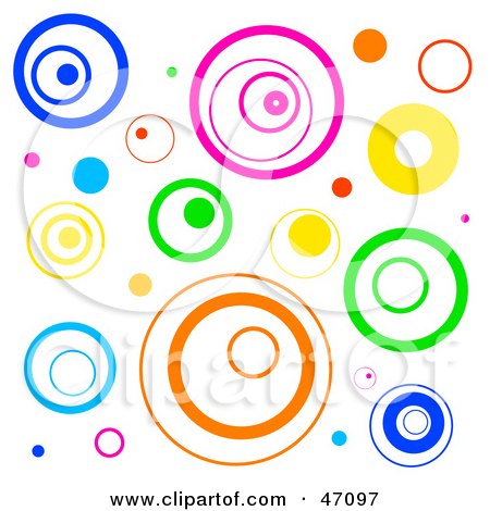 Clipart Illustration of a Funky White Background With Retro Circles by Prawny