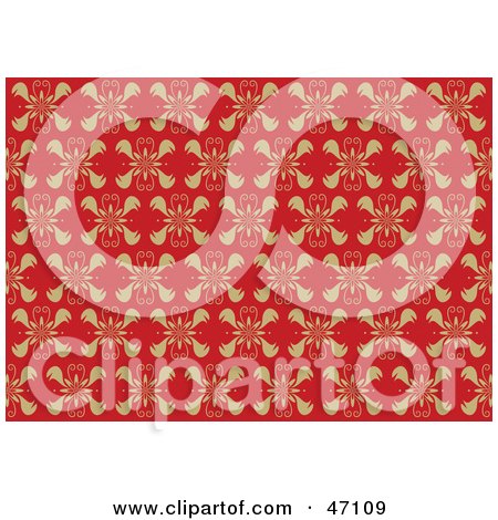 Clipart Illustration of a Victorian Styled Background With A Pattern On Red by Prawny