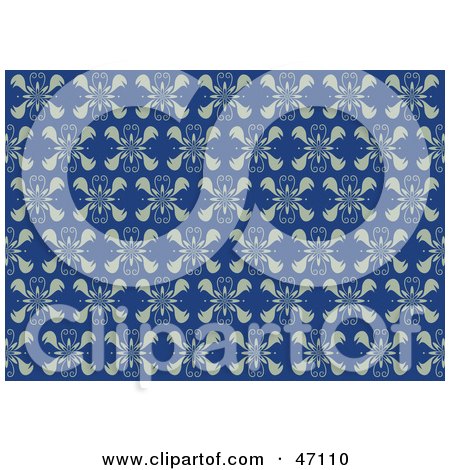 Clipart Illustration of a Victorian Styled Background With A Pattern On Blue by Prawny