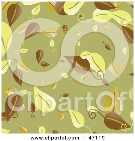 Clipart Illustration of a Beige Background Of Brown And Yellow Leaves by Prawny