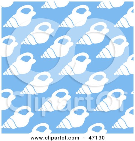 Clipart Illustration of a Blue Background Of White Conch Shells by Prawny