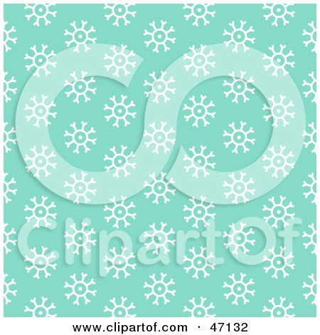 Clipart Illustration of a Green Background Of White Snowflakes by Prawny