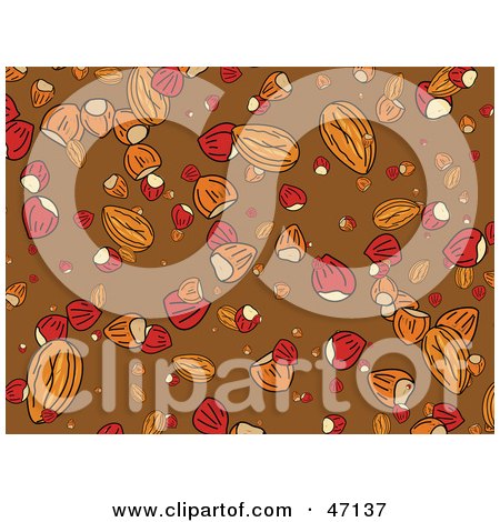 Clipart Illustration of a Brown Background Of Nuts by Prawny