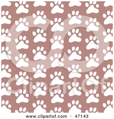 Clipart Illustration of a Patterned Background Of White Paw Prints by Prawny