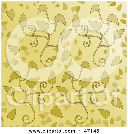 Clipart Illustration of a Beige Background Of Falling Leaves And Vines by Prawny