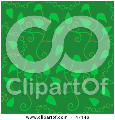 Clipart Illustration of a Green Background Of Circles And Leaves by Prawny