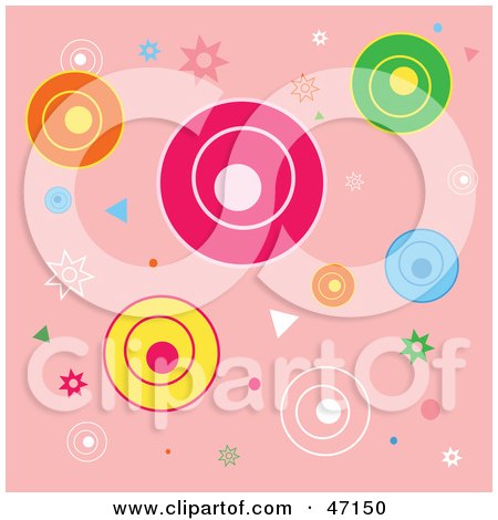 Clipart Illustration of a Pink Background With Funky Circles And Spirals by Prawny