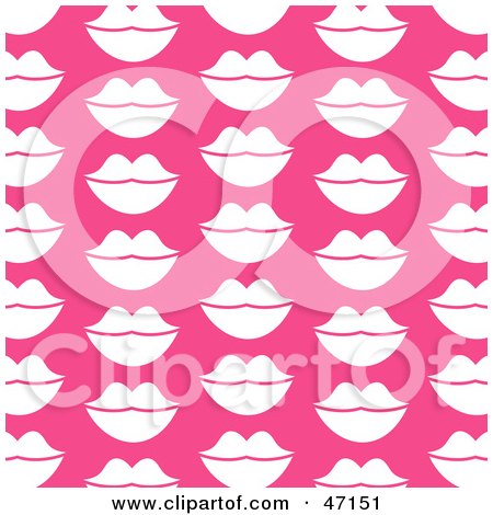 Clipart Illustration of a Pink Background Of Luscious White Lips by Prawny