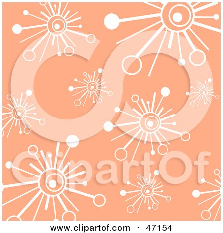 Clipart Illustration of a Pastel Orange Background Of White Retro Burst Stars by Prawny