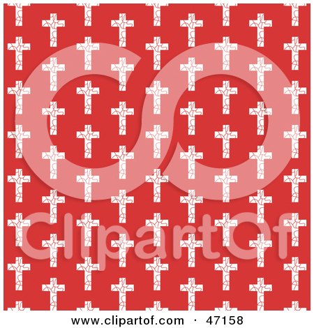 Clipart Illustration of a Red Background Of White Christian Crosses by Prawny