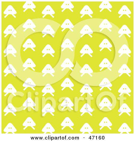 Clipart Illustration of a Yellow Background Of White Mushrooms Or Aliens by Prawny
