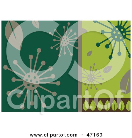 Clipart Illustration of an Abstract Green And Gray Flower Background by Prawny