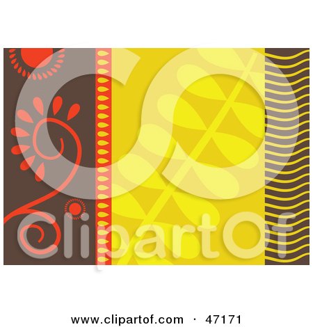 Clipart Illustration of an Abstract Yellow And Red Leaf Background by Prawny