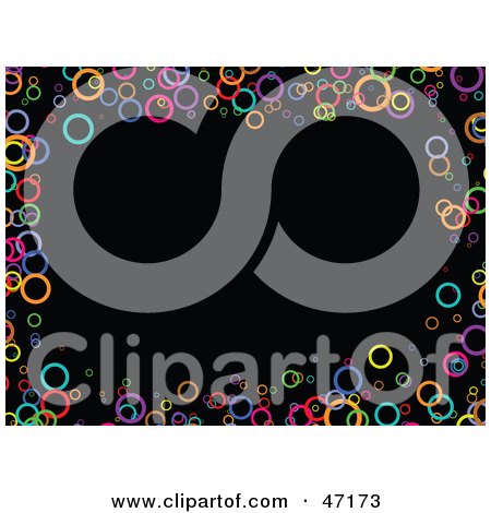 Clipart Illustration of a Black Background Bordered With Colorful Circles by Prawny
