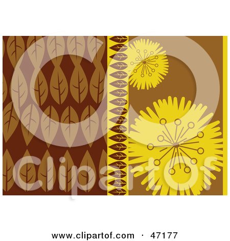Clipart Illustration of an Abstract Yellow And Brown Leaf And Flower Background by Prawny