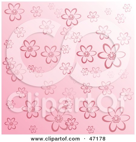 Clipart Illustration of a Pink Background of Flowers by Prawny