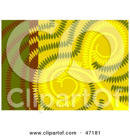 Clipart Illustration of an Abstract Background of Green and Yellow Leaf Designs by Prawny