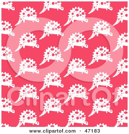 Clipart Illustration of a Pink Background Of Dinosaur Patterns by Prawny