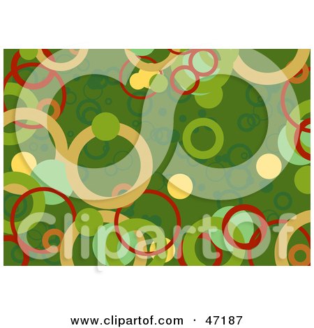 Clipart Illustration of a Green Background Of Colorful Circles by Prawny