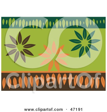 Clipart Illustration of an Abstract Brown, Orange And Green Leaf Background by Prawny