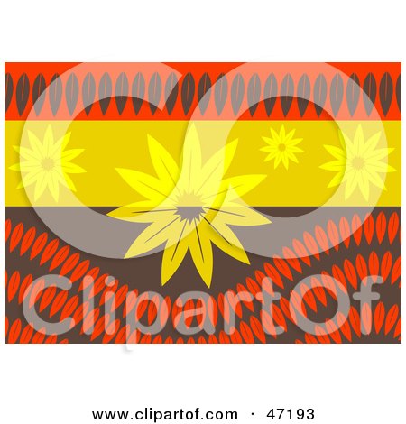 Clipart Illustration of an Abstract Background of Flowers and Leaf Waves by Prawny