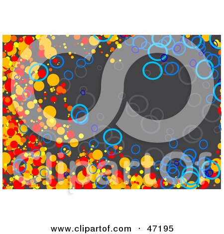 Clipart Illustration of a Gray Background Of Blue And Orange Dots And Circles by Prawny