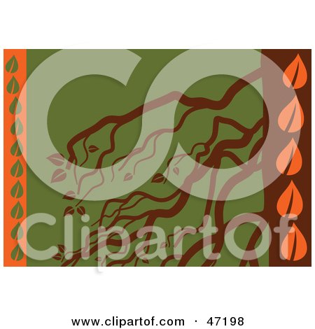 Clipart Illustration of an Abstract Green, Brown And Orange Tree Background by Prawny