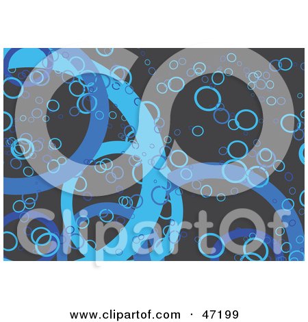 Clipart Illustration of a Gray Background Of Blue Rings And Circles by Prawny