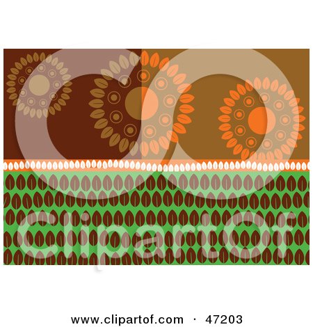 Clipart Illustration of an Abstract Background Of Leaf Circles And Rows by Prawny