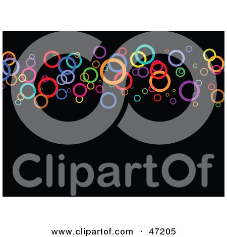 Clipart Illustration of Colorful Circles on a Black Background by Prawny
