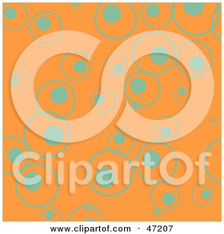 Clipart Illustration of an Orange Background Of Turquoise Circles by Prawny