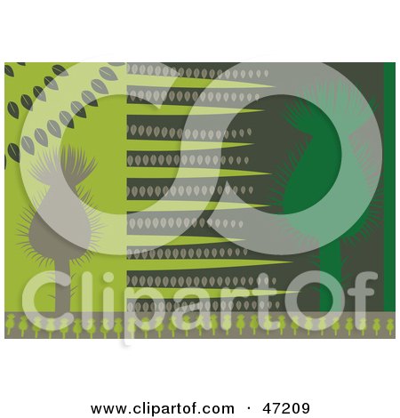 Clipart Illustration of an Abstract Background of Green Thistles by Prawny