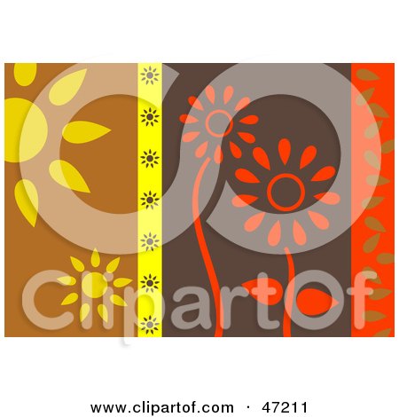 Clipart Illustration of an Abstract Background of Flowers Under the Sun by Prawny