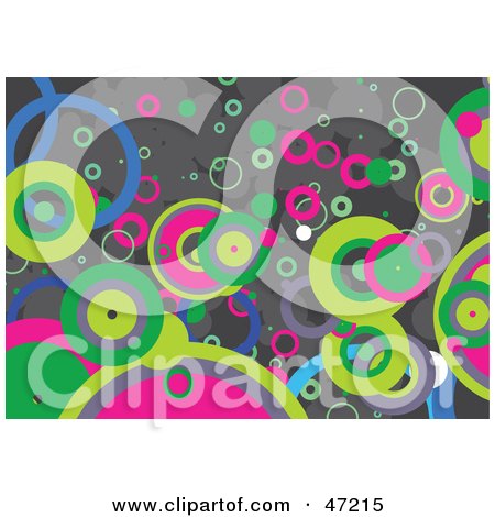 Clipart Illustration of a Gray Background Of Funky Colorful Circles by Prawny