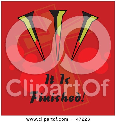 Clipart Illustration of Three Bloody Stakes On A Red Cross Background by Prawny