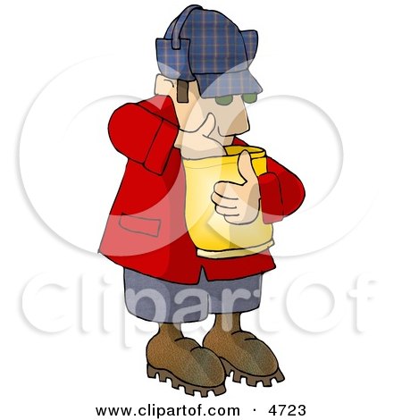 Hungry Woodsman Eating Food From a Bag Clipart by djart