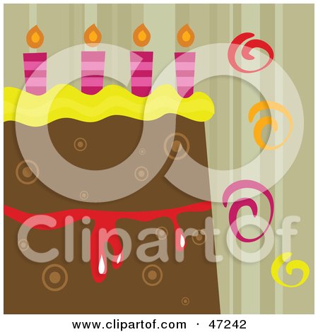 Clipart Illustration of a Birthday Cake Slice Background by Prawny