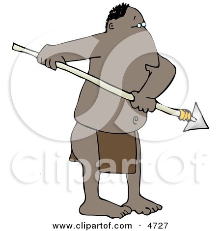 Native American Man Holding a Sharp Pointed Spear Clipart by djart