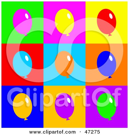 Royalty-Free (RF) Clipart Illustration of a Warhol Inspired Balloon Background by Prawny