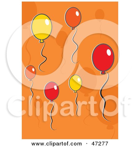 Royalty-Free (RF) Clipart Illustration of an Orange Background Of Floating Balloons by Prawny