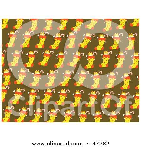 Royalty-Free (RF) Clipart Illustration of a Background Of Orange And Yellow Christmas Stockings by Prawny