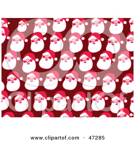 Royalty-Free (RF) Clipart Illustration of a Red Background Of Happy Santa Faces by Prawny