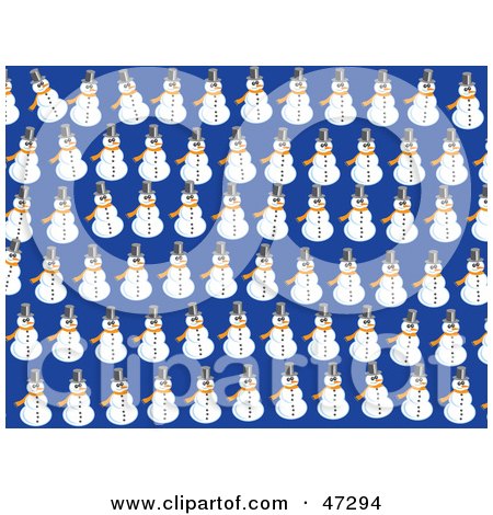 Royalty-Free (RF) Clipart Illustration of a Blue Background Of Snowmen by Prawny