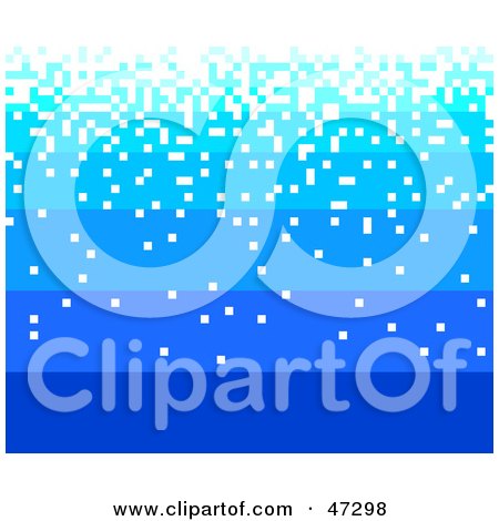 Royalty-Free (RF) Clipart Illustration of a Gradient Blue Background With Falling White Pixels by Prawny
