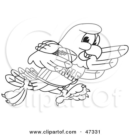 Royalty-Free (RF) Clipart Illustration of a Bald Eagle Hawk Or Falcon In A Sports Jersey Outline by Mascot Junction