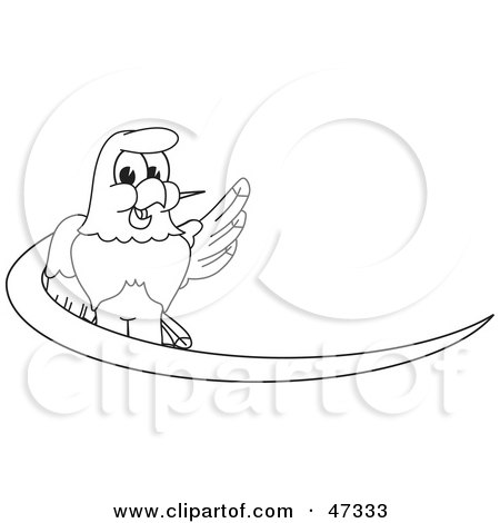 Royalty-Free (RF) Clipart Illustration of a Bald Eagle Hawk Or Falcon Dash Logo Outline by Mascot Junction