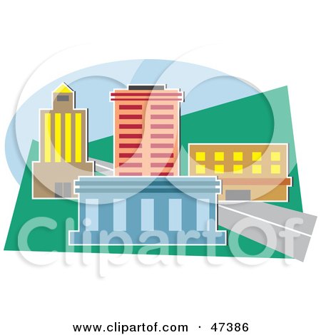 Royalty-Free (RF) Clipart Illustration of a City Block With Urban Buildings by Prawny