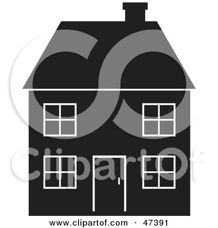 Royalty-Free (RF) Clipart Illustration of a Black And White Silhouetted Home by Prawny