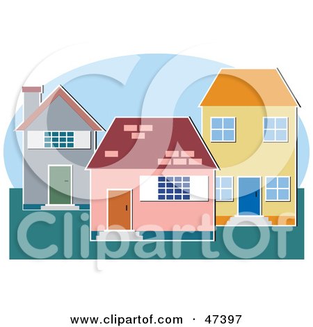Royalty-Free (RF) Clipart Illustration of Three Different Homes on a Lot  by Prawny