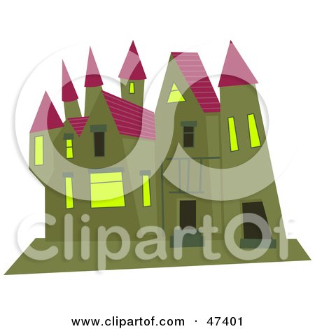 Royalty-Free (RF) Clipart Illustration of a Green Mansion With A Purple Roof by Prawny